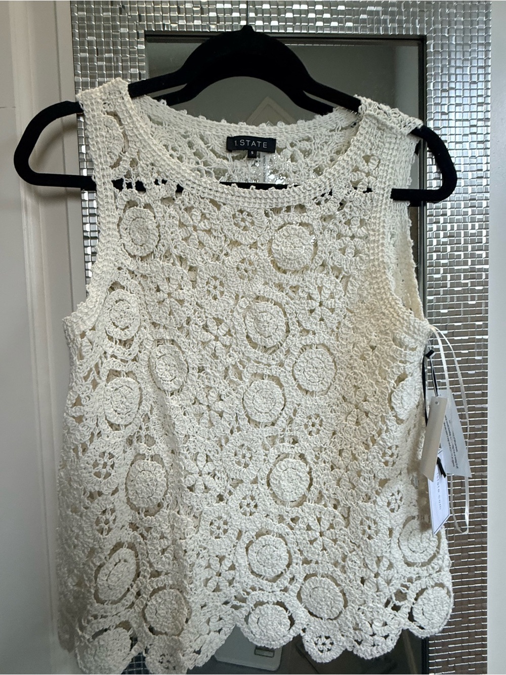 1. State Ivory Crochet Sleeveless Top